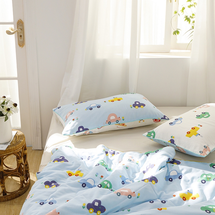 91家纺网 家纺一手货源 找家纺 贝尔 PELLHOME夏凉被A类纯棉双层纱新疆棉花被可水洗有质检报告春节不打烊（可抖音代发） 汽车总动员