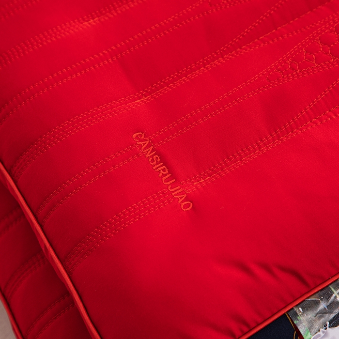 91家纺网 家纺一手货源 找家纺 （总）仁宇枕业 2025新款新品 新娘新郎大红结婚枕头婚庆定型低枕头枕芯