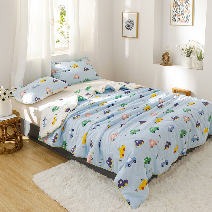 91家纺网 家纺一手货源 找家纺 贝尔 PELLHOME夏凉被A类纯棉双层纱新疆棉花被可水洗有质检报告春节不打烊（可抖音代发） 汽车总动员