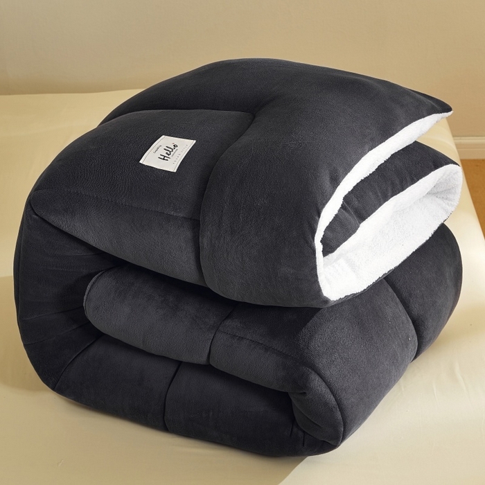 梦恬佳 2025新款180克牛奶绒羊羔绒加厚冬被 被子被芯 牛奶绒-灰拼白