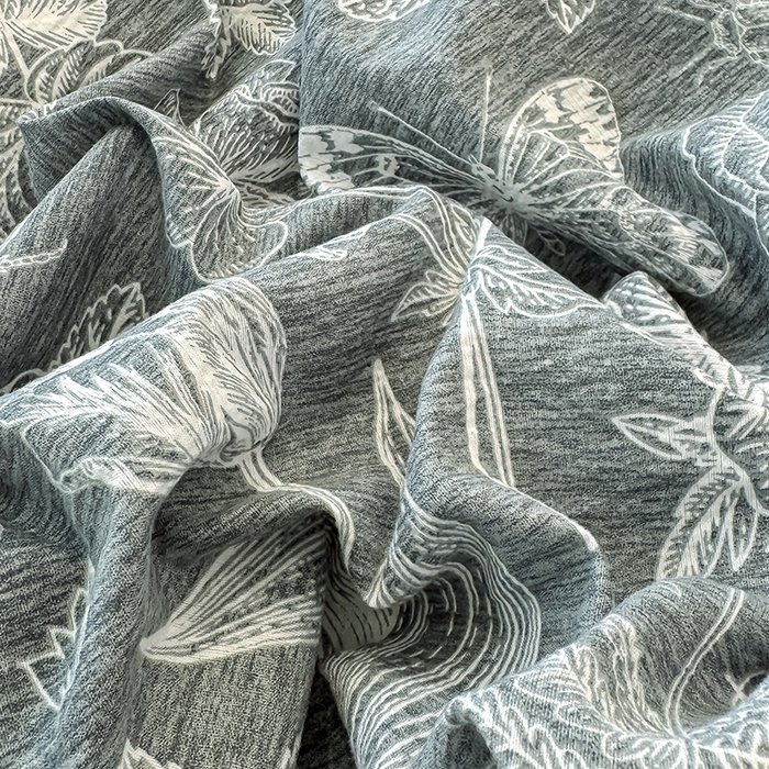 91家纺网 家纺一手货源 找家纺 （总）元禾 2025新款秋冬130克加厚亚麻原麻复古风皱皱纱双层纱印花四件套