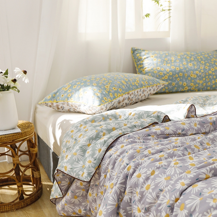 91家纺网 家纺一手货源 找家纺 贝尔 PELLHOME夏凉被A类纯棉双层纱新疆棉花被可水洗有质检报告春节不打烊（可抖音代发） 小雏菊