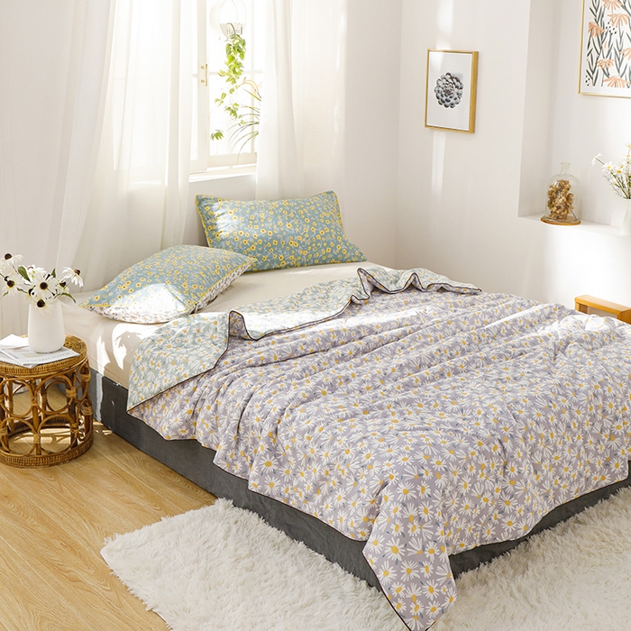 91家纺网 家纺一手货源 找家纺 贝尔 PELLHOME夏凉被A类纯棉双层纱新疆棉花被可水洗有质检报告春节不打烊（可抖音代发） 小雏菊