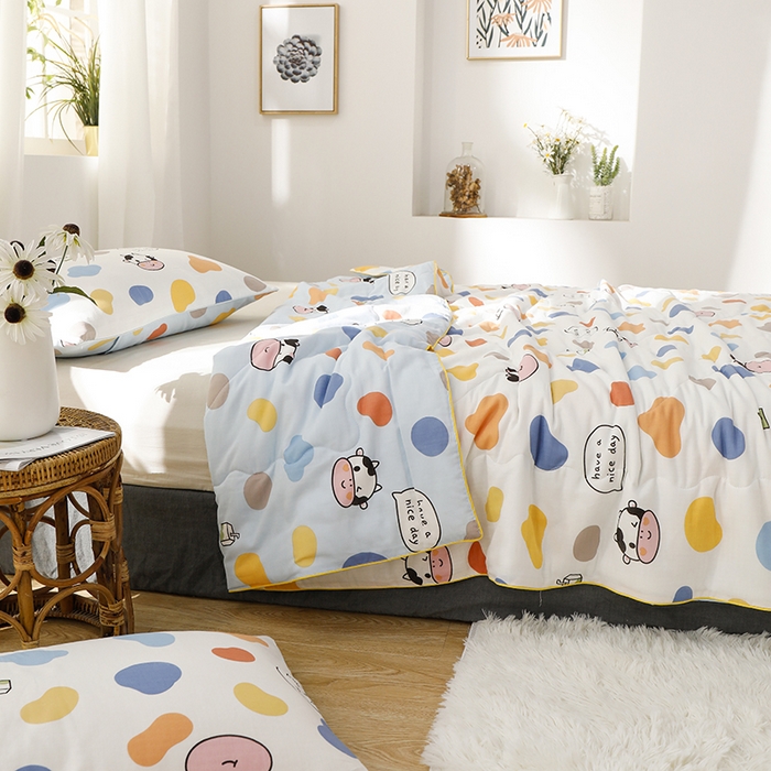 91家纺网 家纺一手货源 找家纺 贝尔 PELLHOME夏凉被A类纯棉双层纱新疆棉花被可水洗有质检报告春节不打烊（可抖音代发） 小奶牛