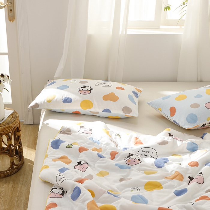 91家纺网 家纺一手货源 找家纺 贝尔 PELLHOME夏凉被A类纯棉双层纱新疆棉花被可水洗有质检报告春节不打烊（可抖音代发） 小奶牛