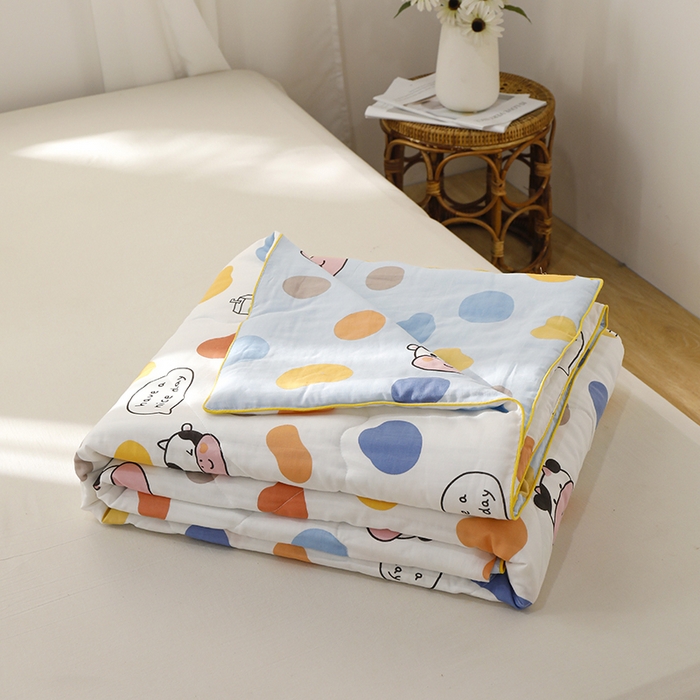 91家纺网 家纺一手货源 找家纺 贝尔 PELLHOME夏凉被A类纯棉双层纱新疆棉花被可水洗有质检报告春节不打烊（可抖音代发） 小奶牛