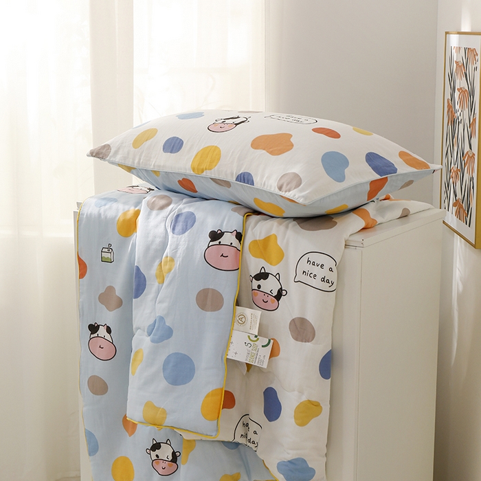 91家纺网 家纺一手货源 找家纺 贝尔 PELLHOME夏凉被A类纯棉双层纱新疆棉花被可水洗有质检报告春节不打烊（可抖音代发） 小奶牛