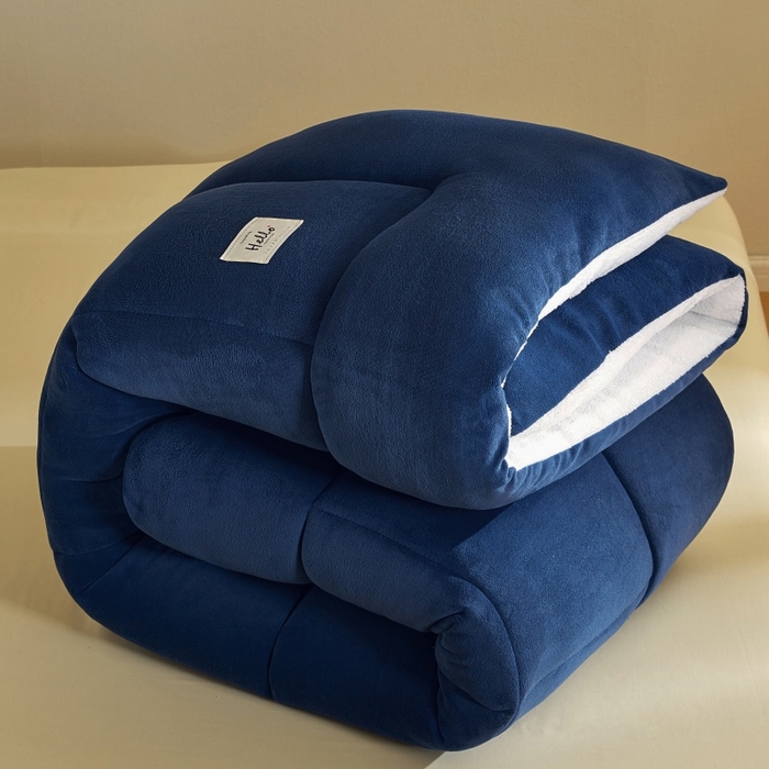 梦恬佳 2025新款180克牛奶绒羊羔绒加厚冬被 被子被芯 牛奶绒-蓝拼白