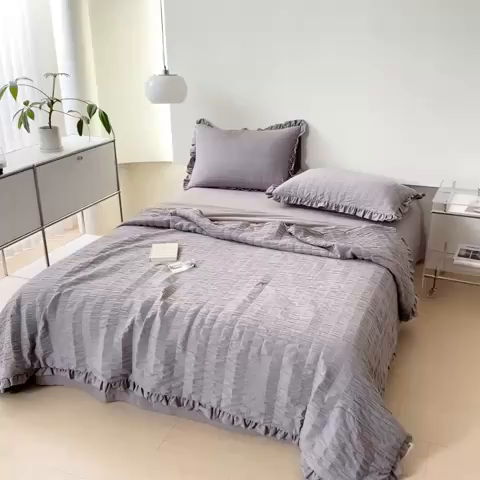 91家纺网 家纺一手货源 找家纺 （总）贝尔 PELLHOME 全棉皱皱纱夏被夏凉被（可抖音代发）