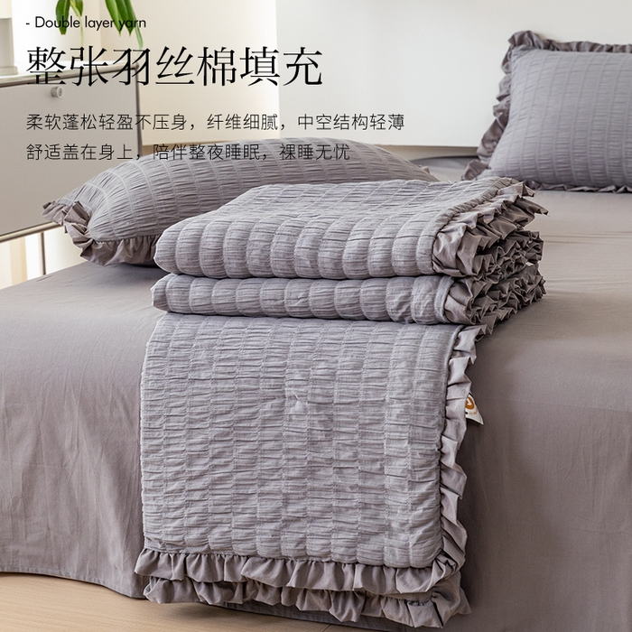 91家纺网 家纺一手货源 找家纺 （总）贝尔 PELLHOME 全棉皱皱纱夏被夏凉被（可抖音代发）