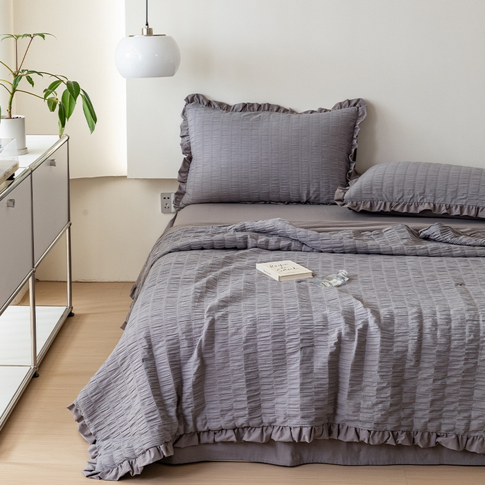 91家纺网 家纺一手货源 找家纺 （总）贝尔 PELLHOME 全棉皱皱纱夏被夏凉被（可抖音代发）