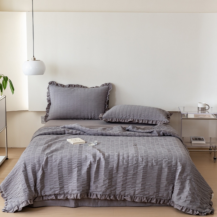 91家纺网 家纺一手货源 找家纺 贝尔 PELLHOME 全棉皱皱纱夏被夏凉被（可抖音代发） 皱皱纱夏被-灰