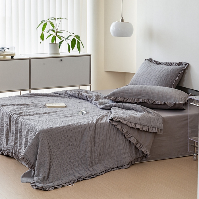 91家纺网 家纺一手货源 找家纺 贝尔 PELLHOME 全棉皱皱纱夏被夏凉被（可抖音代发） 皱皱纱夏被-灰