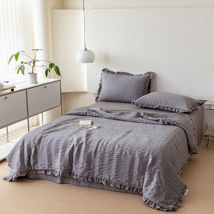 91家纺网 家纺一手货源 找家纺 贝尔 PELLHOME 全棉皱皱纱夏被夏凉被（可抖音代发） 皱皱纱夏被-灰