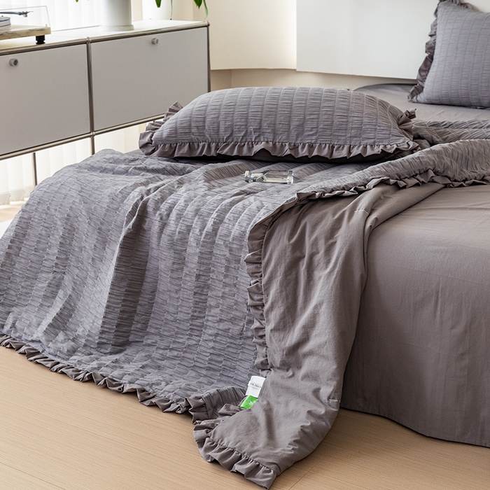 91家纺网 家纺一手货源 找家纺 贝尔 PELLHOME 全棉皱皱纱夏被夏凉被（可抖音代发） 皱皱纱夏被-灰