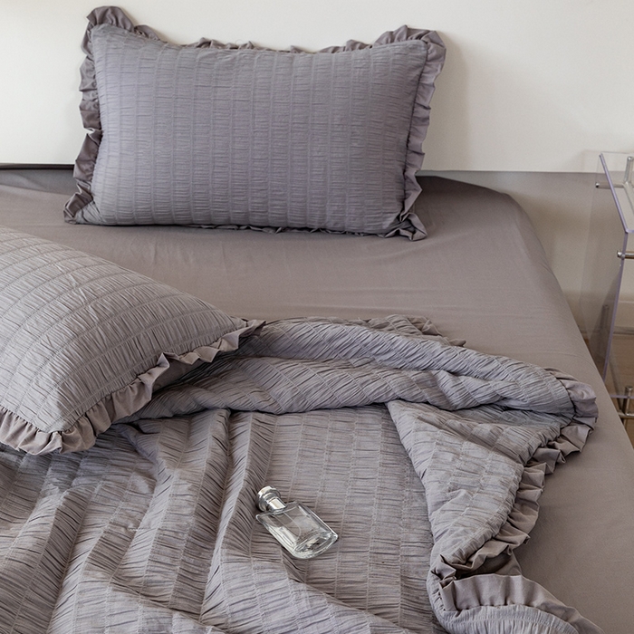 91家纺网 家纺一手货源 找家纺 贝尔 PELLHOME 全棉皱皱纱夏被夏凉被（可抖音代发） 皱皱纱夏被-灰