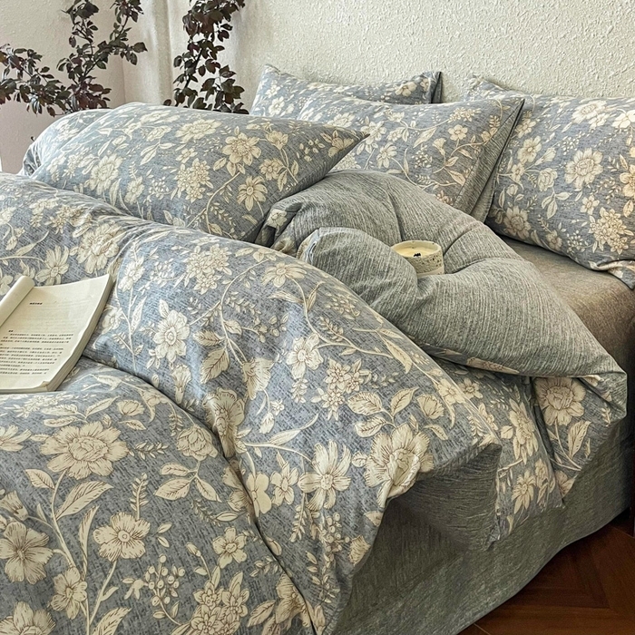 （总）斯卡诺家纺 2025秋冬新款高克重复古风原麻亚麻水洗棉印花四件套