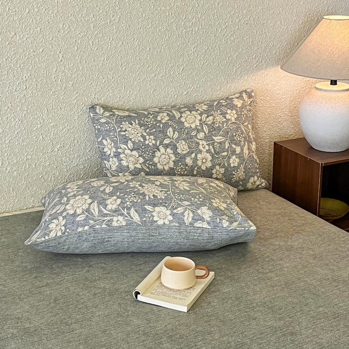 91家纺网 家纺一手货源 找家纺 （总）斯卡诺家纺 2025秋冬新款高克重复古风原麻亚麻水洗棉印花四件套