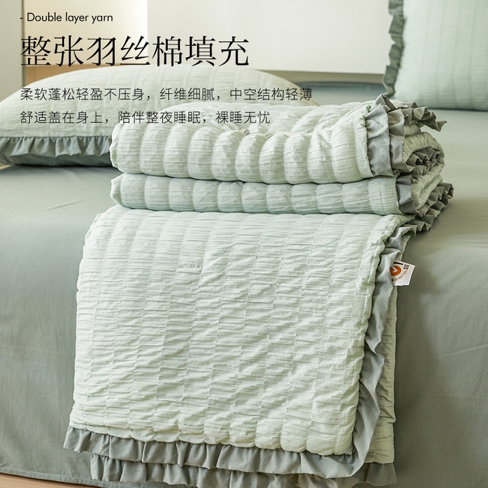 91家纺网 家纺一手货源 找家纺 贝尔 PELLHOME 全棉皱皱纱夏被夏凉被（可抖音代发） 皱皱纱夏被-绿