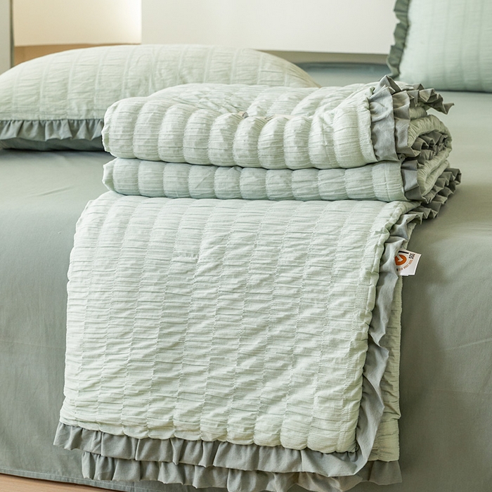 91家纺网 家纺一手货源 找家纺 贝尔 PELLHOME 全棉皱皱纱夏被夏凉被（可抖音代发） 皱皱纱夏被-绿