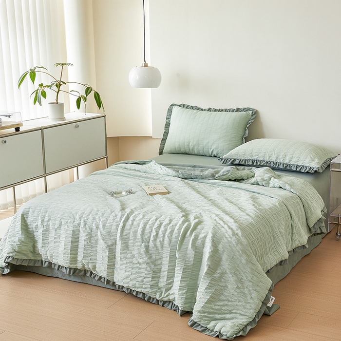 91家纺网 家纺一手货源 找家纺 贝尔 PELLHOME 全棉皱皱纱夏被夏凉被（可抖音代发） 皱皱纱夏被-绿
