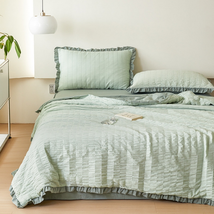 91家纺网 家纺一手货源 找家纺 贝尔 PELLHOME 全棉皱皱纱夏被夏凉被（可抖音代发） 皱皱纱夏被-绿