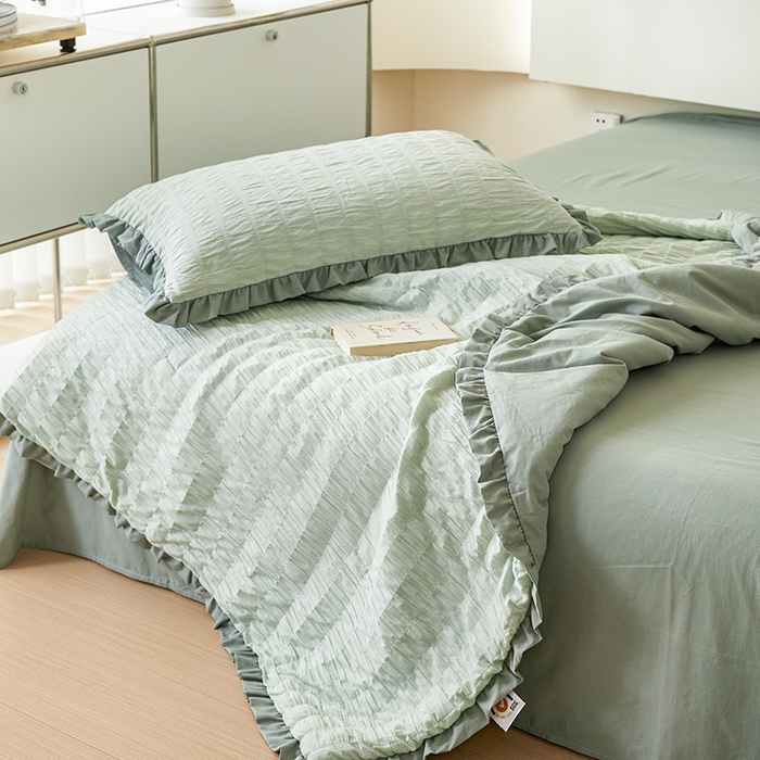 91家纺网 家纺一手货源 找家纺 贝尔 PELLHOME 全棉皱皱纱夏被夏凉被（可抖音代发） 皱皱纱夏被-绿