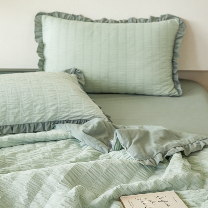 91家纺网 家纺一手货源 找家纺 贝尔 PELLHOME 全棉皱皱纱夏被夏凉被（可抖音代发） 皱皱纱夏被-绿