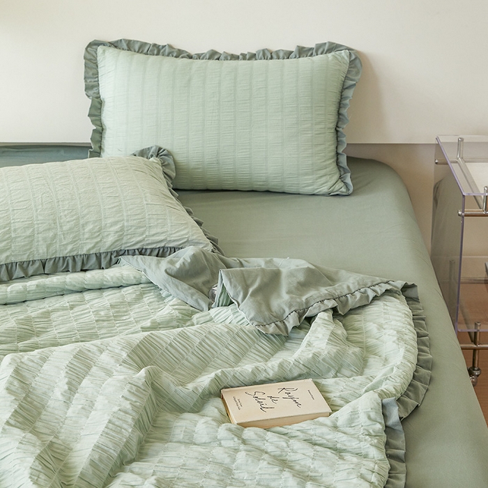 91家纺网 家纺一手货源 找家纺 贝尔 PELLHOME 全棉皱皱纱夏被夏凉被（可抖音代发） 皱皱纱夏被-绿