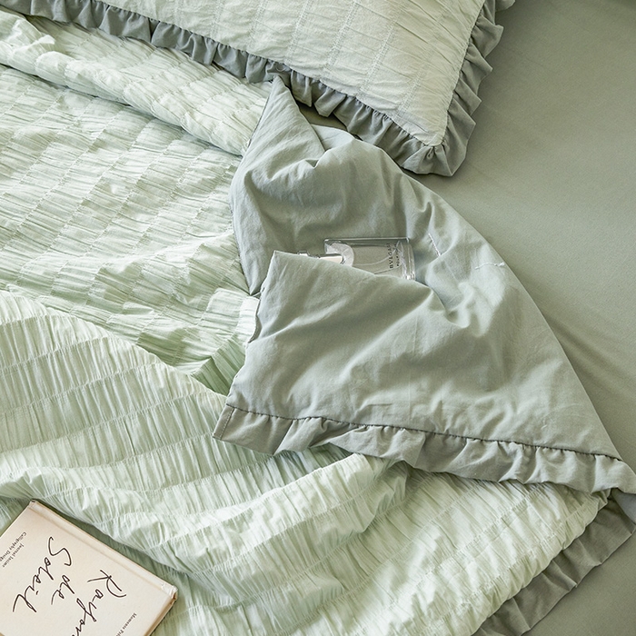 91家纺网 家纺一手货源 找家纺 贝尔 PELLHOME 全棉皱皱纱夏被夏凉被（可抖音代发） 皱皱纱夏被-绿