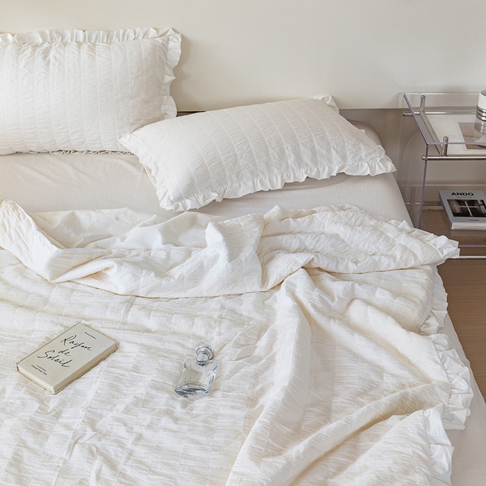 91家纺网 家纺一手货源 找家纺 贝尔 PELLHOME 全棉皱皱纱夏被夏凉被（可抖音代发） 皱绉纱夏被-白