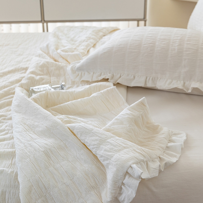 91家纺网 家纺一手货源 找家纺 贝尔 PELLHOME 全棉皱皱纱夏被夏凉被（可抖音代发） 皱绉纱夏被-白