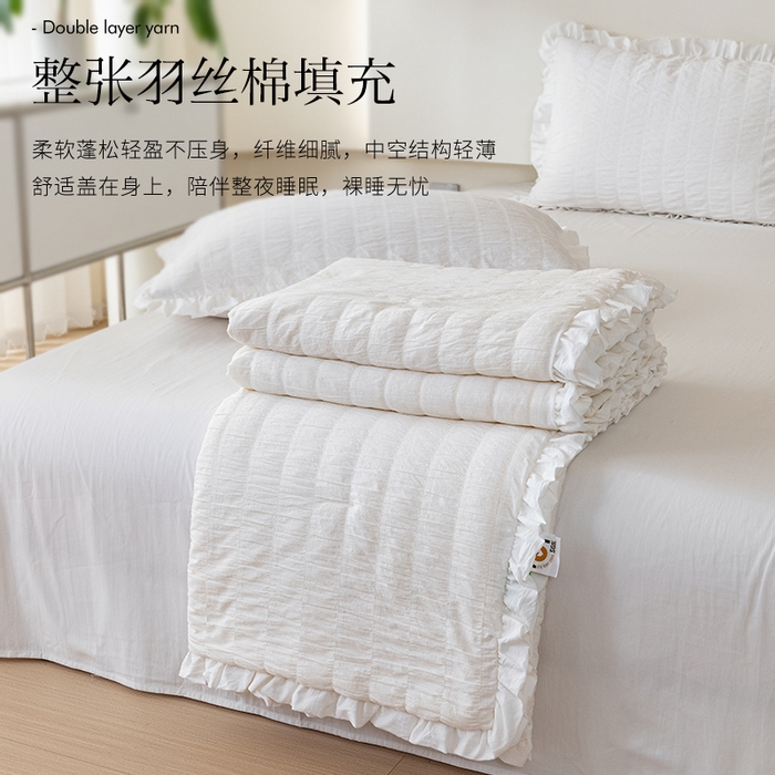 91家纺网 家纺一手货源 找家纺 贝尔 PELLHOME 全棉皱皱纱夏被夏凉被（可抖音代发） 皱绉纱夏被-白