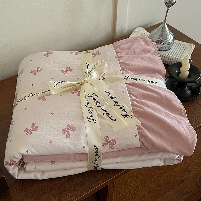 91家纺网 家纺一手货源 找家纺 梦莱斯 2025新款高克重云感棉四件套-花边款 若梦红