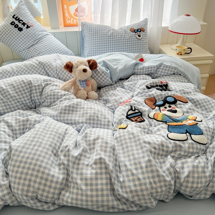 91家纺网 家纺一手货源 找家纺 （总）易辰美 2025新款水洗棉毛巾绣卡通四件套