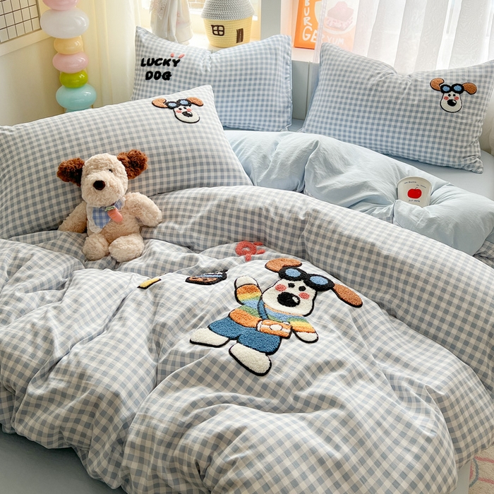 91家纺网 家纺一手货源 找家纺 （总）易辰美 2025新款水洗棉毛巾绣卡通四件套