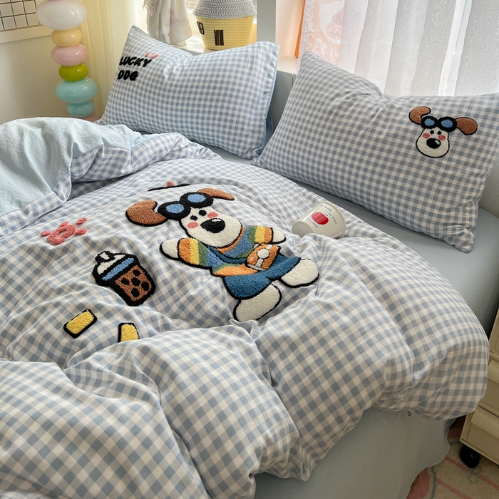 91家纺网 家纺一手货源 找家纺 （总）易辰美 2025新款水洗棉毛巾绣卡通四件套