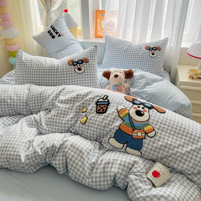 91家纺网 家纺一手货源 找家纺 （总）易辰美 2025新款水洗棉毛巾绣卡通四件套