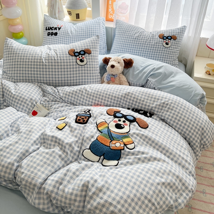 91家纺网 家纺一手货源 找家纺 （总）易辰美 2025新款水洗棉毛巾绣卡通四件套