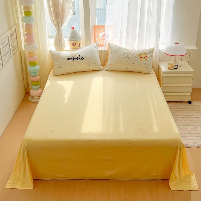 91家纺网 家纺一手货源 找家纺 易辰美 2025新款水洗棉毛巾绣卡通四件套 吉他小熊