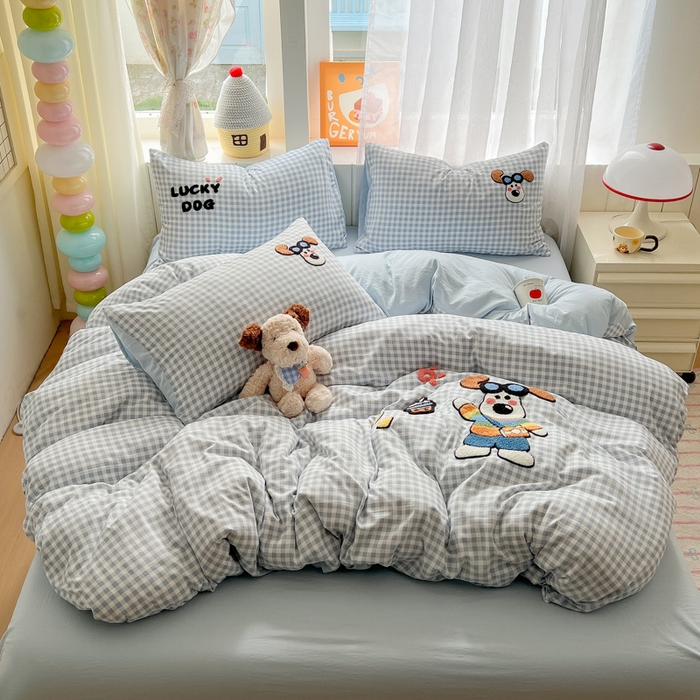 91家纺网 家纺一手货源 找家纺 （总）易辰美 2025新款水洗棉毛巾绣卡通四件套