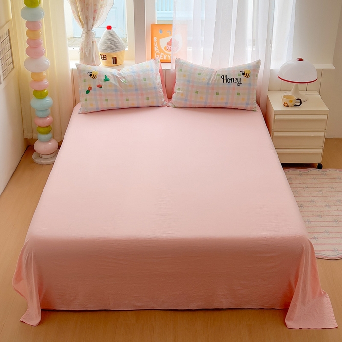 91家纺网 家纺一手货源 找家纺 易辰美 2025新款水洗棉毛巾绣卡通四件套 萌趣猫咪