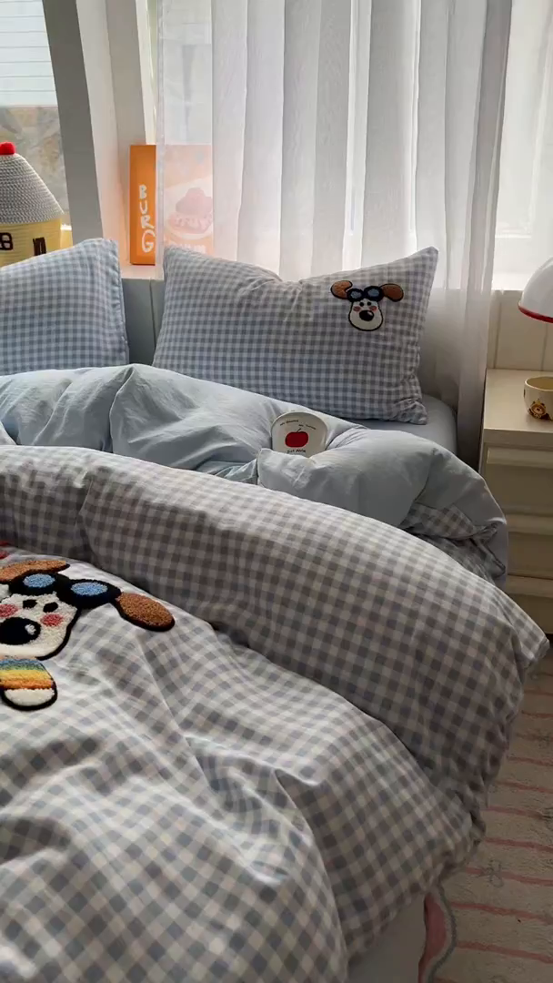 91家纺网 家纺一手货源 找家纺 （总）易辰美 2025新款水洗棉毛巾绣卡通四件套