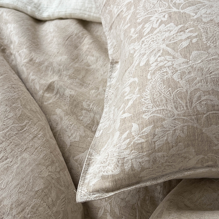 91家纺网 家纺一手货源 找家纺 贝尔 2025新款棉麻色织提花双层纱简单款四件套 简单款-繁花