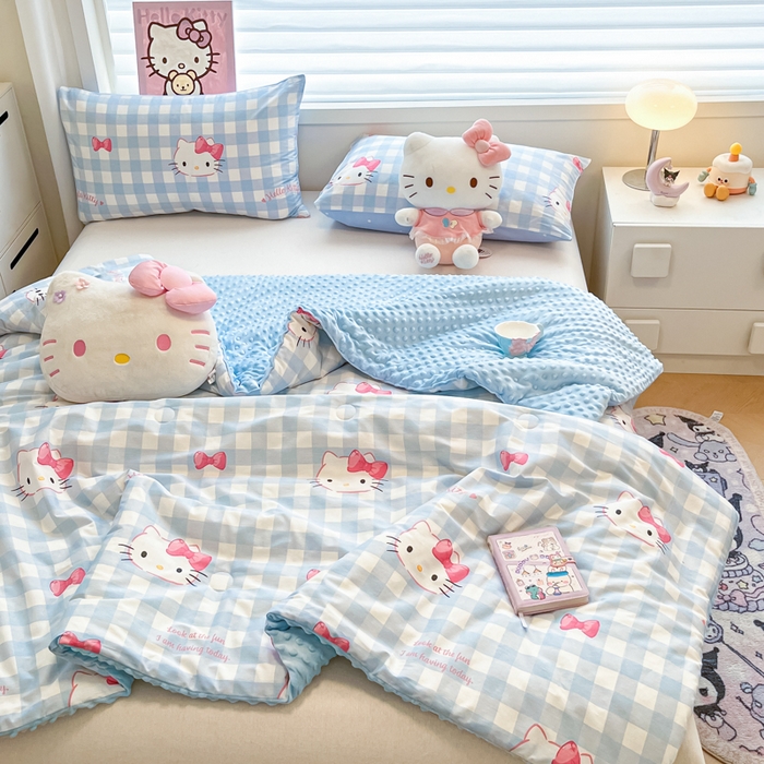 91家纺网 家纺一手货源 找家纺 （总）暮思家居 2025新款正版授权三丽鸥A版纯棉B版安抚豆豆绒春秋被冬被豆豆被被子被芯系列