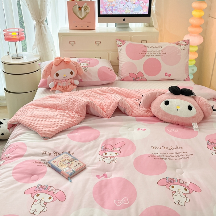 91家纺网 家纺一手货源 找家纺 暮思家居 2025新款正版授权三丽鸥A版纯棉B版安抚豆豆绒春秋被冬被豆豆被被子被芯系列 豆豆被-圈圈美乐蒂