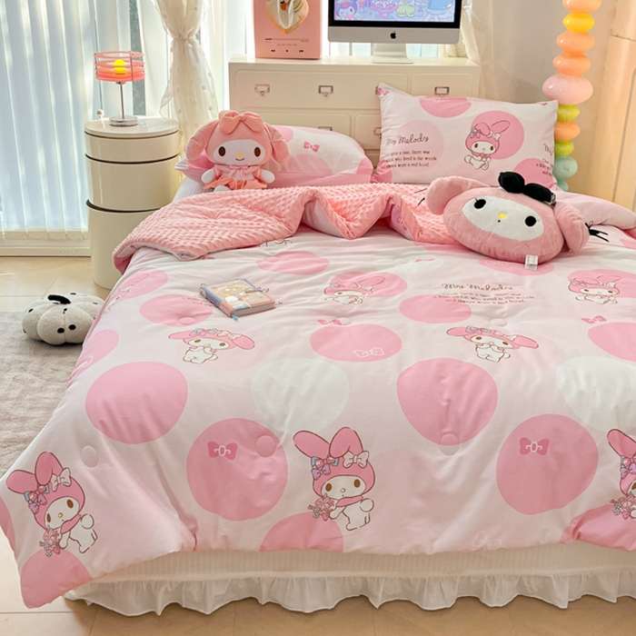 91家纺网 家纺一手货源 找家纺 暮思家居 2025新款正版授权三丽鸥A版纯棉B版安抚豆豆绒春秋被冬被豆豆被被子被芯系列 豆豆被-圈圈美乐蒂