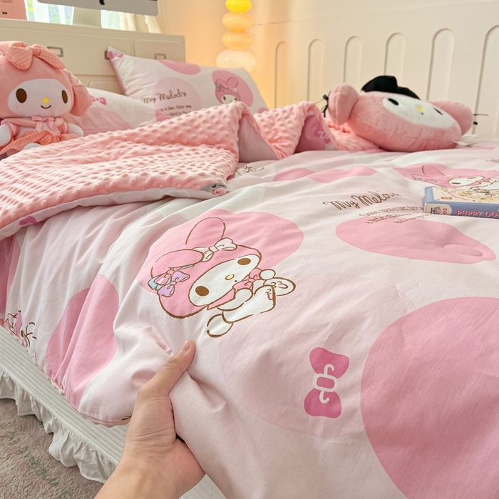 91家纺网 家纺一手货源 找家纺 暮思家居 2025新款正版授权三丽鸥A版纯棉B版安抚豆豆绒春秋被冬被豆豆被被子被芯系列 豆豆被-圈圈美乐蒂