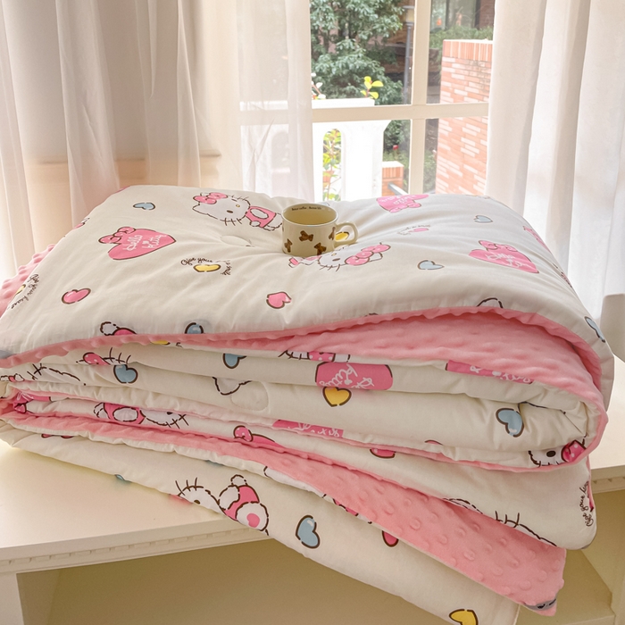 91家纺网 家纺一手货源 找家纺 暮思家居 2025新款正版授权三丽鸥A版纯棉B版安抚豆豆绒春秋被冬被豆豆被被子被芯系列 豆豆被-公主kt
