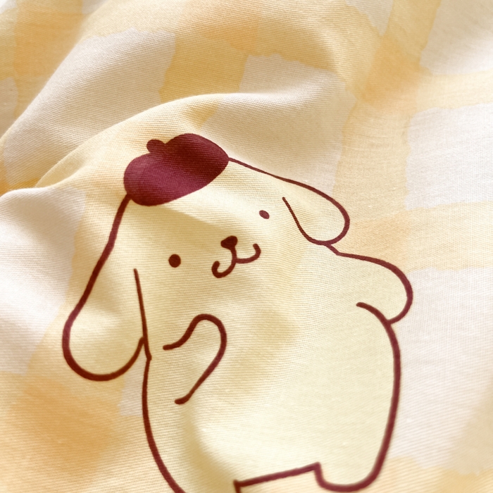 91家纺网 家纺一手货源 找家纺 暮思家居 2025新款正版授权三丽鸥A版纯棉B版安抚豆豆绒春秋被冬被豆豆被被子被芯系列 豆豆被-焦糖布丁狗